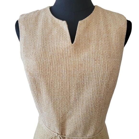 Vintage Tocca Sleeveless 100% Silk Tweed Dress Size 8 - Picture 2 of 5